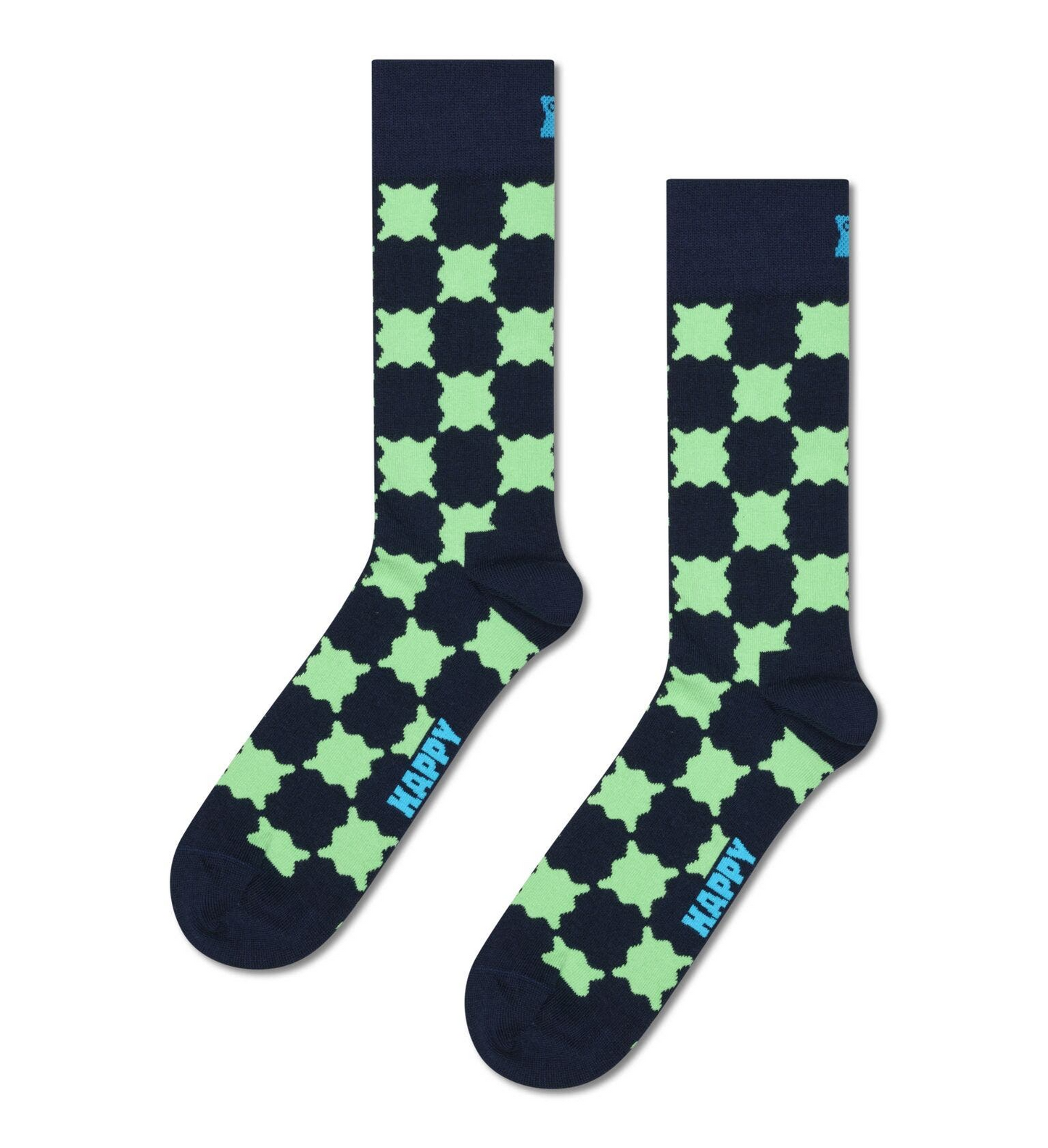 
                  
                    Marineblaue Wackelsocken mit Karomuster
                  
                