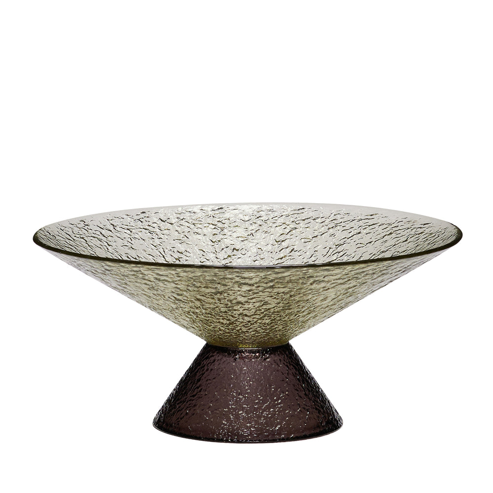 BONBON Large Green Brown Glass Bowl