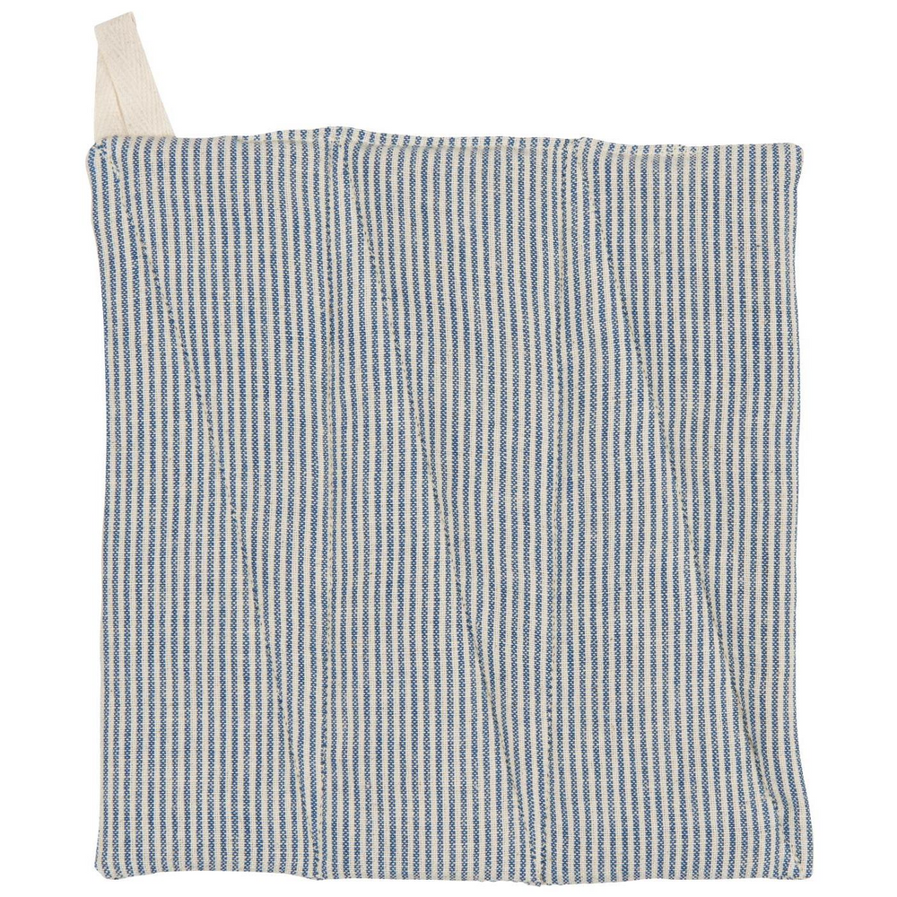 CHARLIE Topflappen mit dunkelblauen, dünnen Streifen