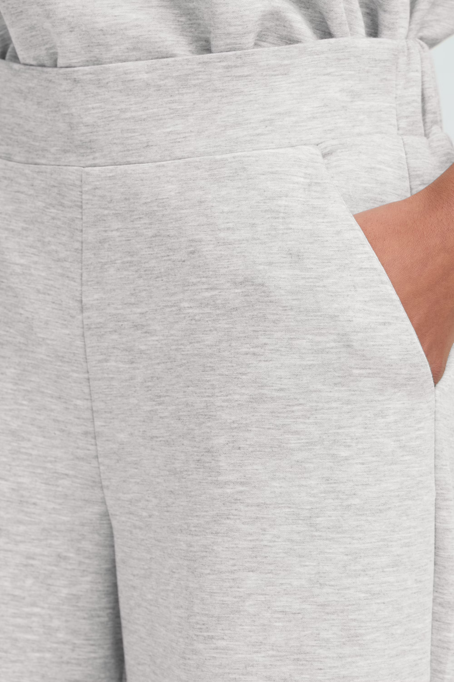 
                  
                    IHCOZY Light Grey Melange Casual Trousers
                  
                