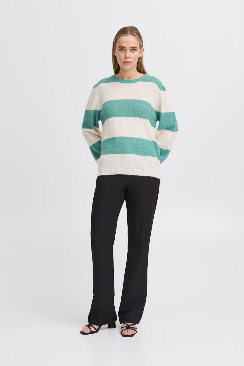 
                  
                    IHDUSTY – Beryl – Grüner Strickpullover mit Streifen
                  
                