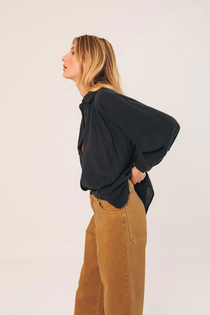 
                  
                    Navy Crepe Cotton Shirt
                  
                