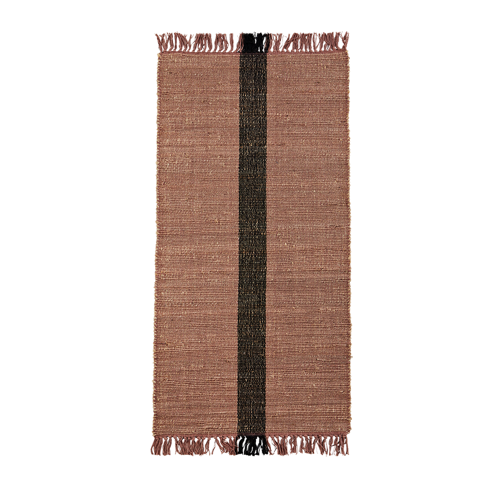 Dusty Rose Black Natural Striped Jute Rug