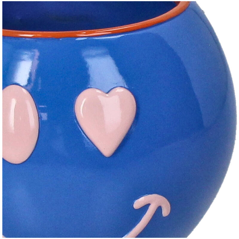 
                  
                    Blauer Smiley-Pflanztopf aus Polyresin
                  
                