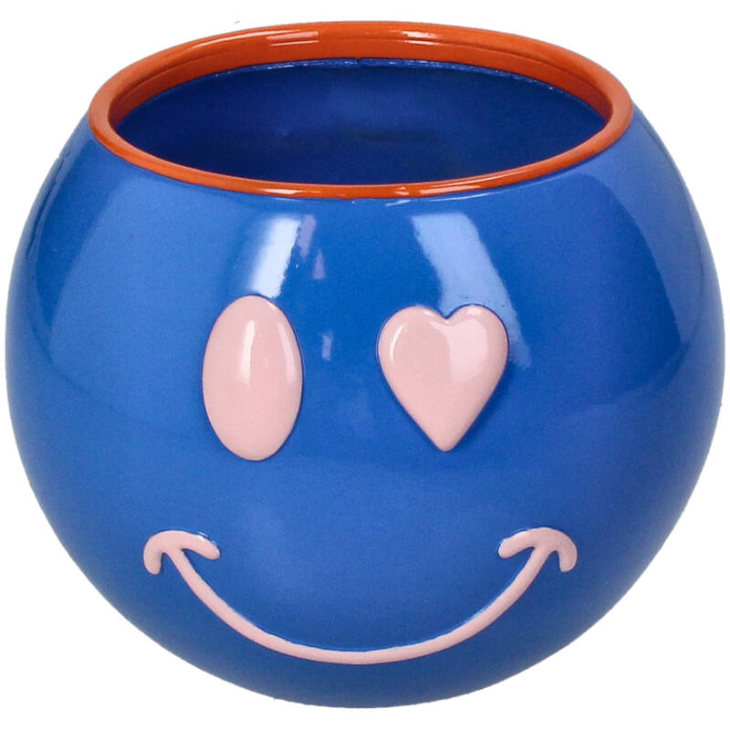 
                  
                    Blauer Smiley-Pflanztopf aus Polyresin
                  
                