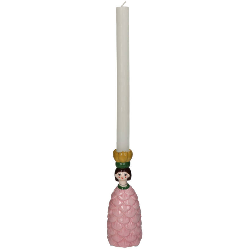 
                  
                    Rosa Kerzenständer mit Blumenmädchen-Motiv
                  
                