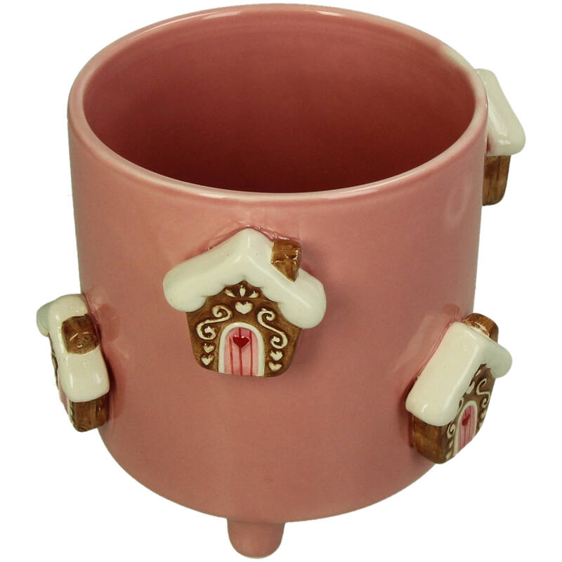 Pink Gingerbread House Dolomite Planter