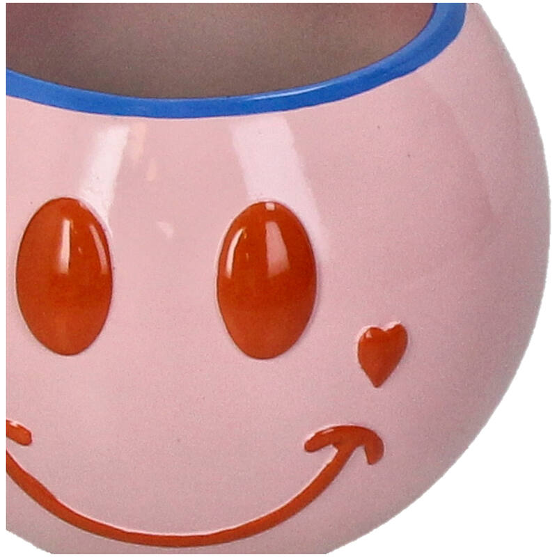 
                  
                    Rosafarbener Smiley-Pflanztopf aus Polyresin
                  
                