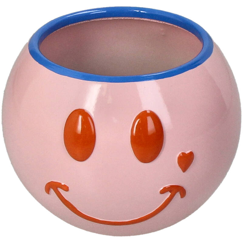 
                  
                    Rosafarbener Smiley-Pflanztopf aus Polyresin
                  
                