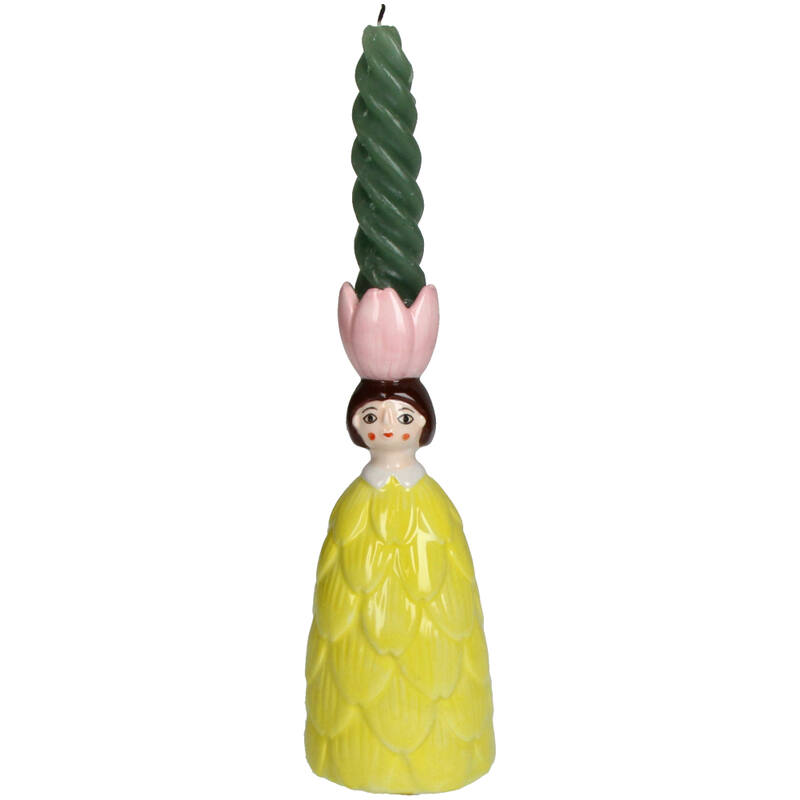 Gelber Kerzenständer „Blumenmädchen“