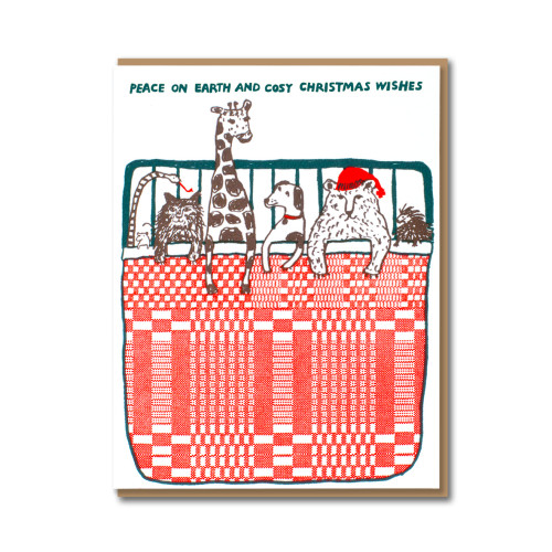 Gemütliche Weihnachtsgrußkarte mit Tiermotiven
