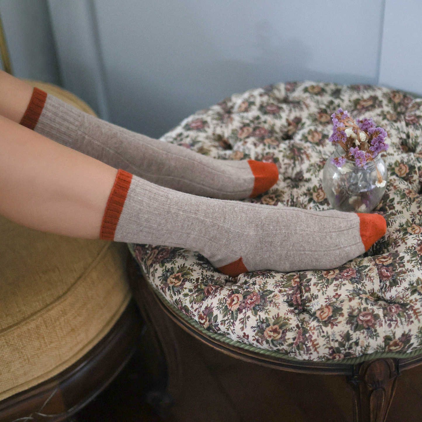 
                  
                    Beige And Orange Merino Wool Banded Socks
                  
                