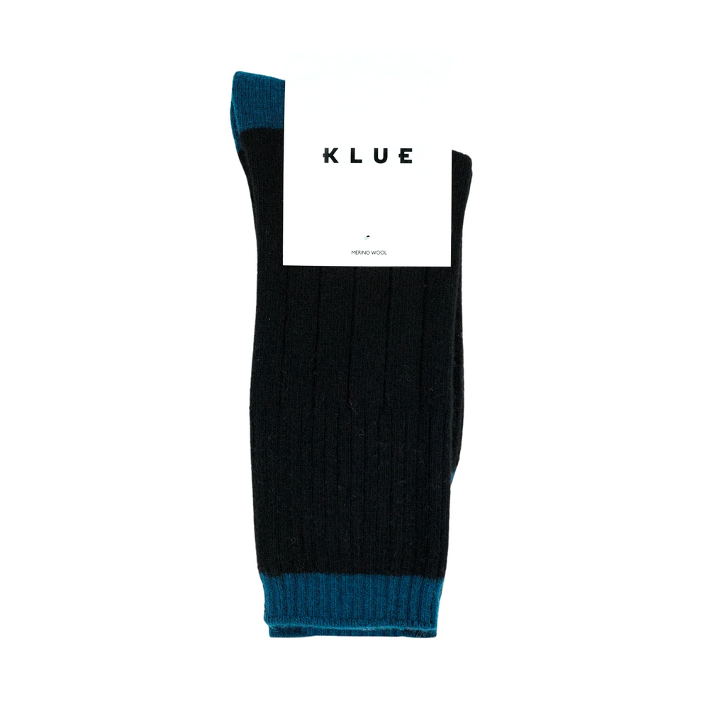Black And Blue Merino Wool Banded Socks