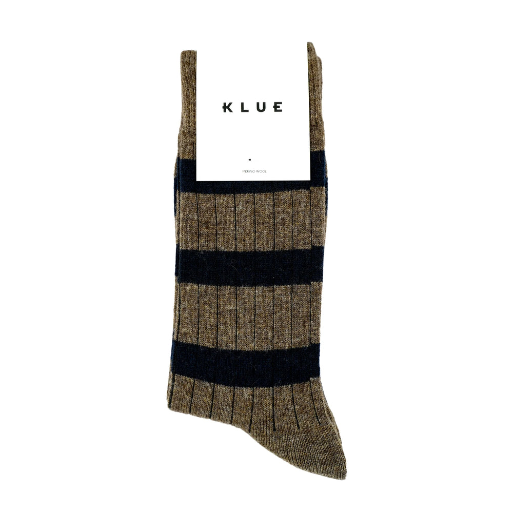 Brown And Black Merino Wool Stripes Socks