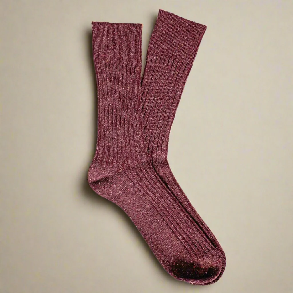 
                  
                    Burgundy Silk And Wool Dust Star Socks
                  
                