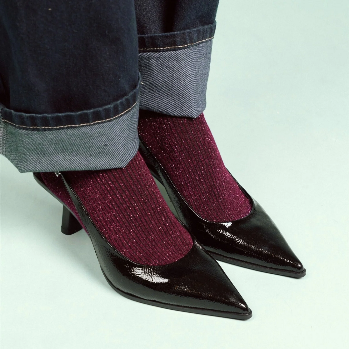 
                  
                    Burgundy Wine Glitter Lurex Lyocell Socks
                  
                