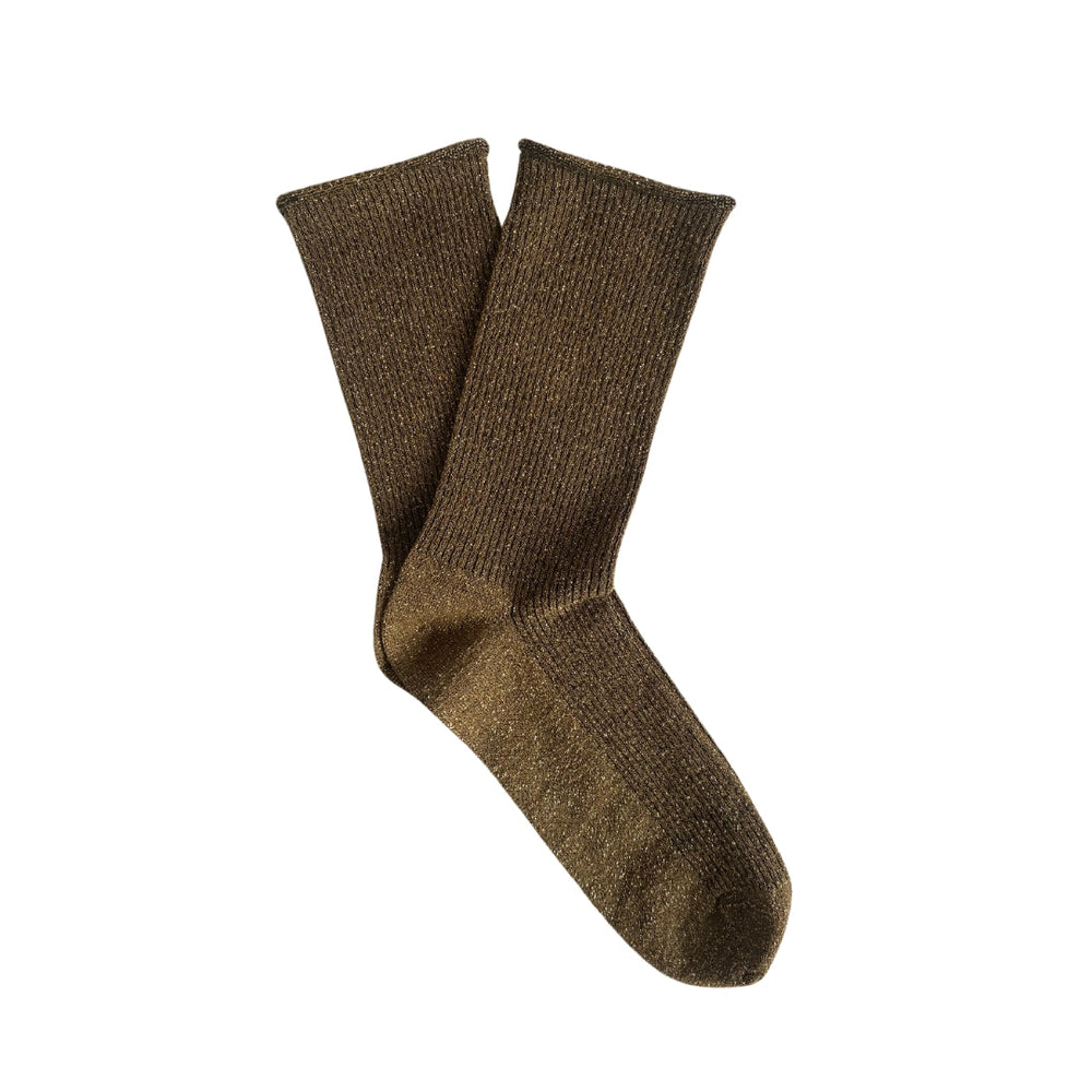 Karamellfarbene Glitzersocken aus Lurex-Lyocell