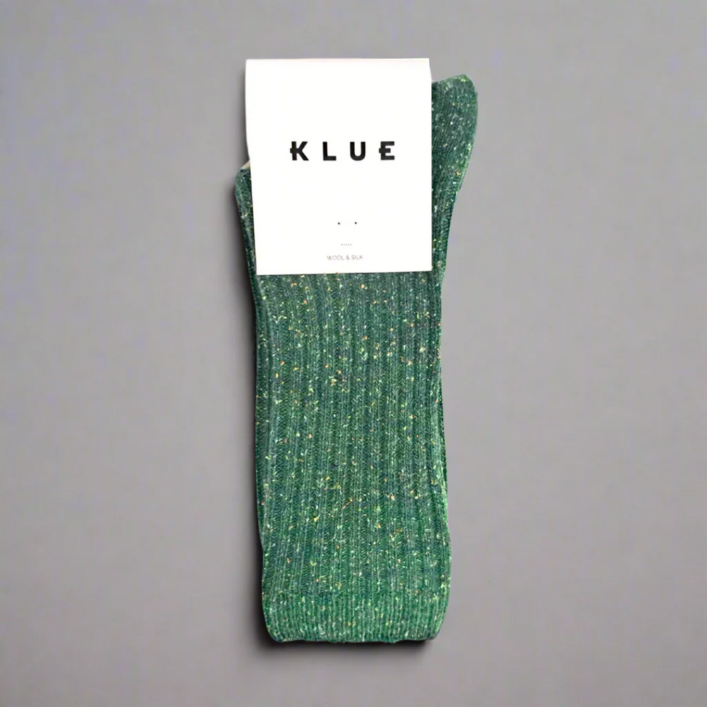 Dark Green Silk And Wool Dust Star Socks