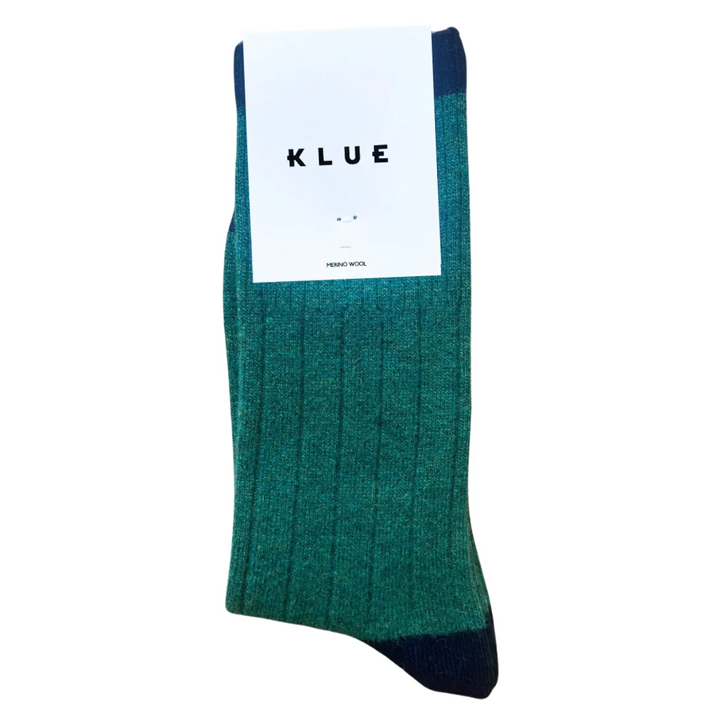 Green And Black Merino Wool Banded Socks