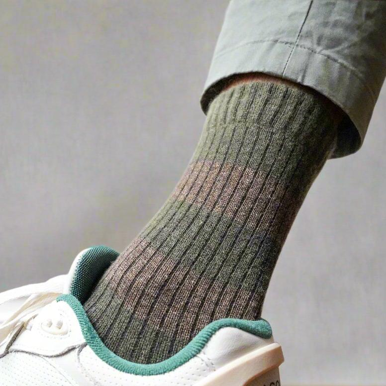 
                  
                    Khaki And Yellow Merino Wool Stripes Socks
                  
                