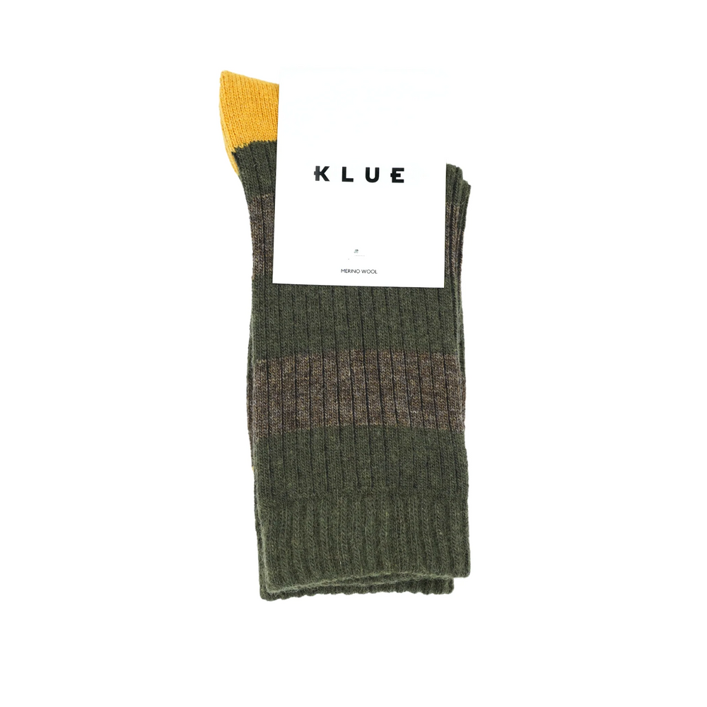 Khaki And Yellow Merino Wool Stripes Socks