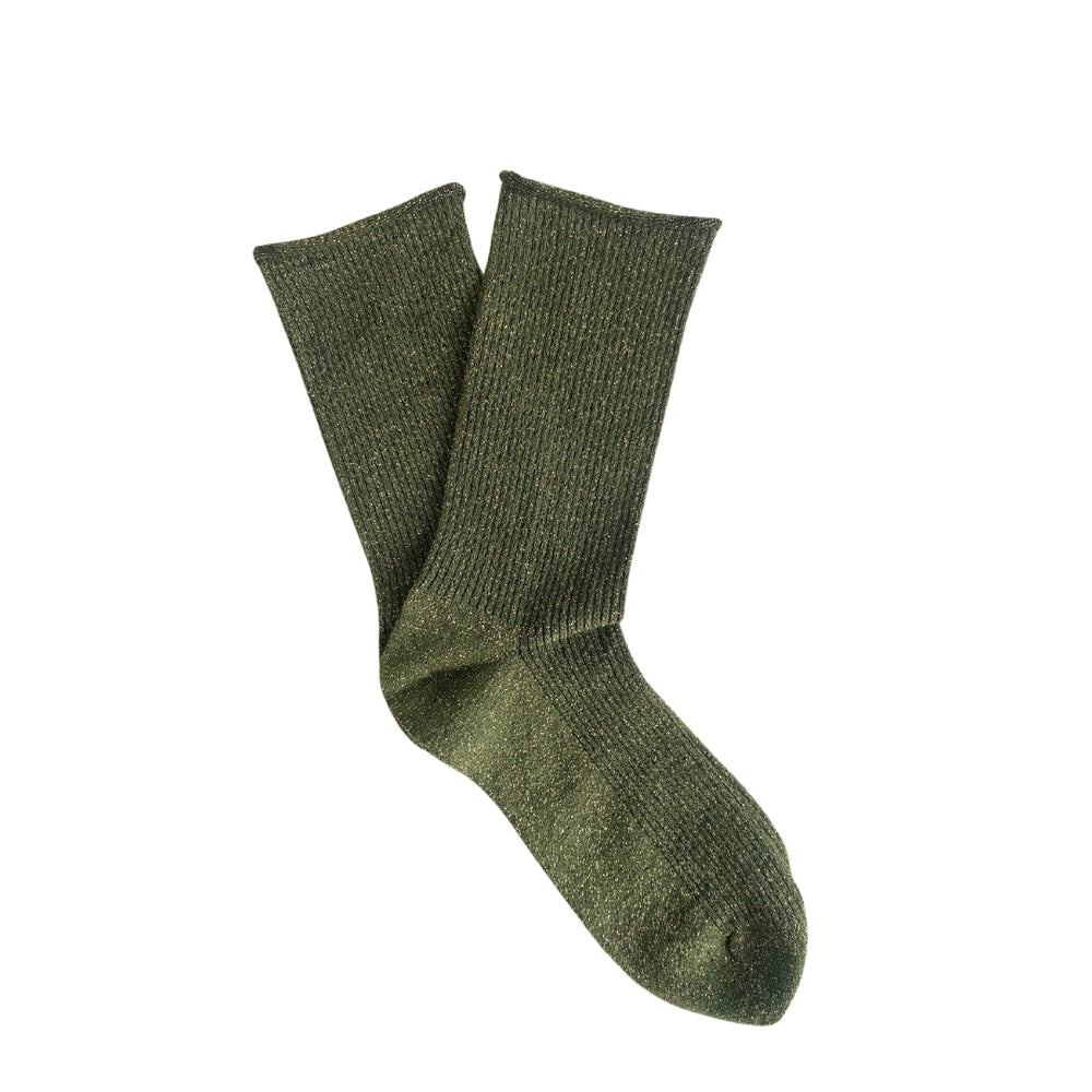 Khakifarbene Socken aus Lurex-Lyocell mit Glitzer