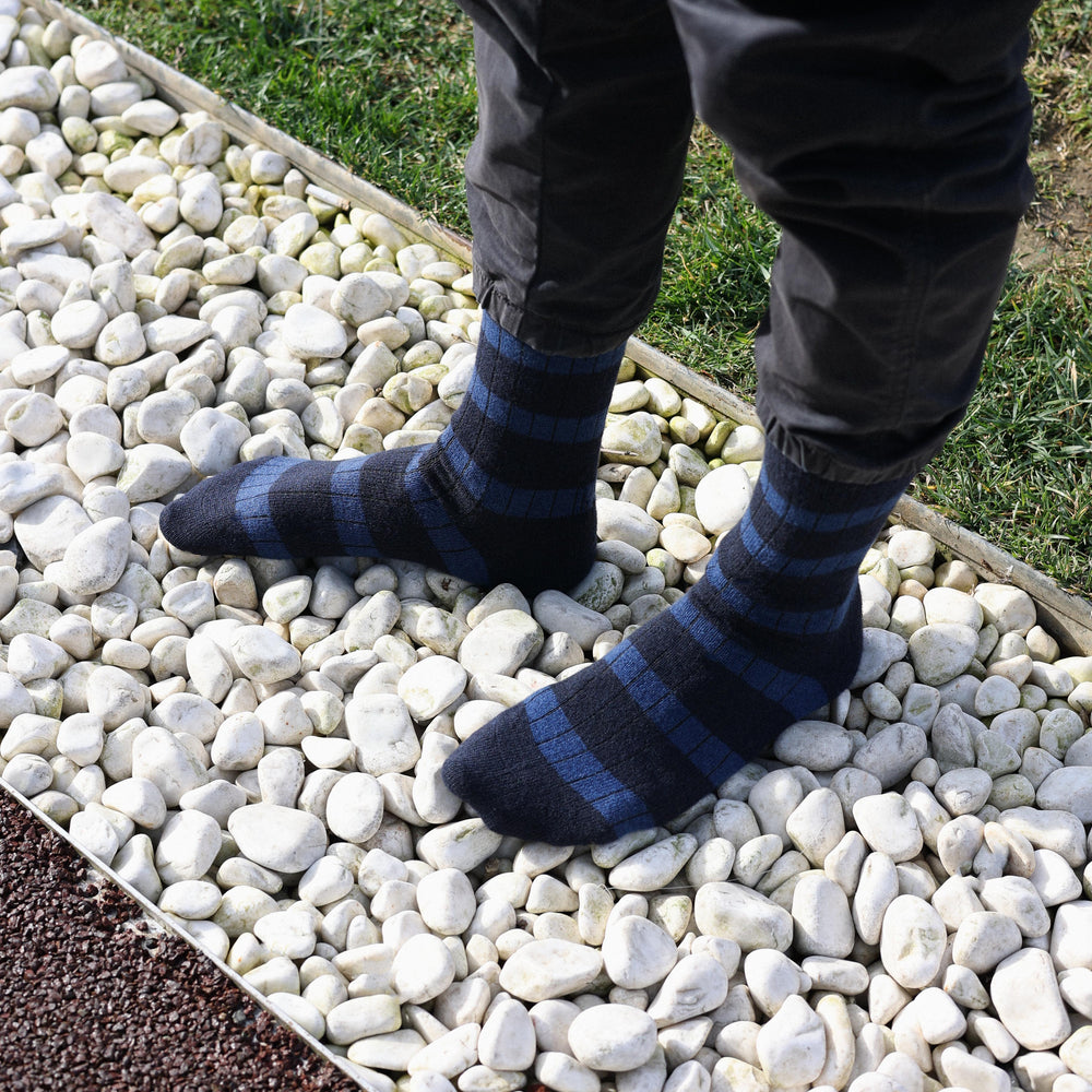 
                  
                    Navy And Blue Merino Wool Stripes Socks
                  
                