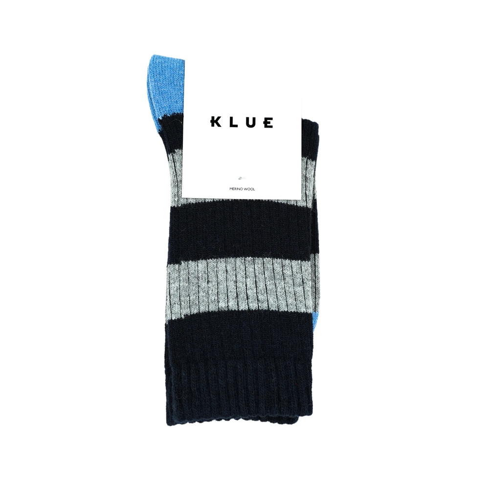 Navy And Grey Merino Wool Stripes Socks