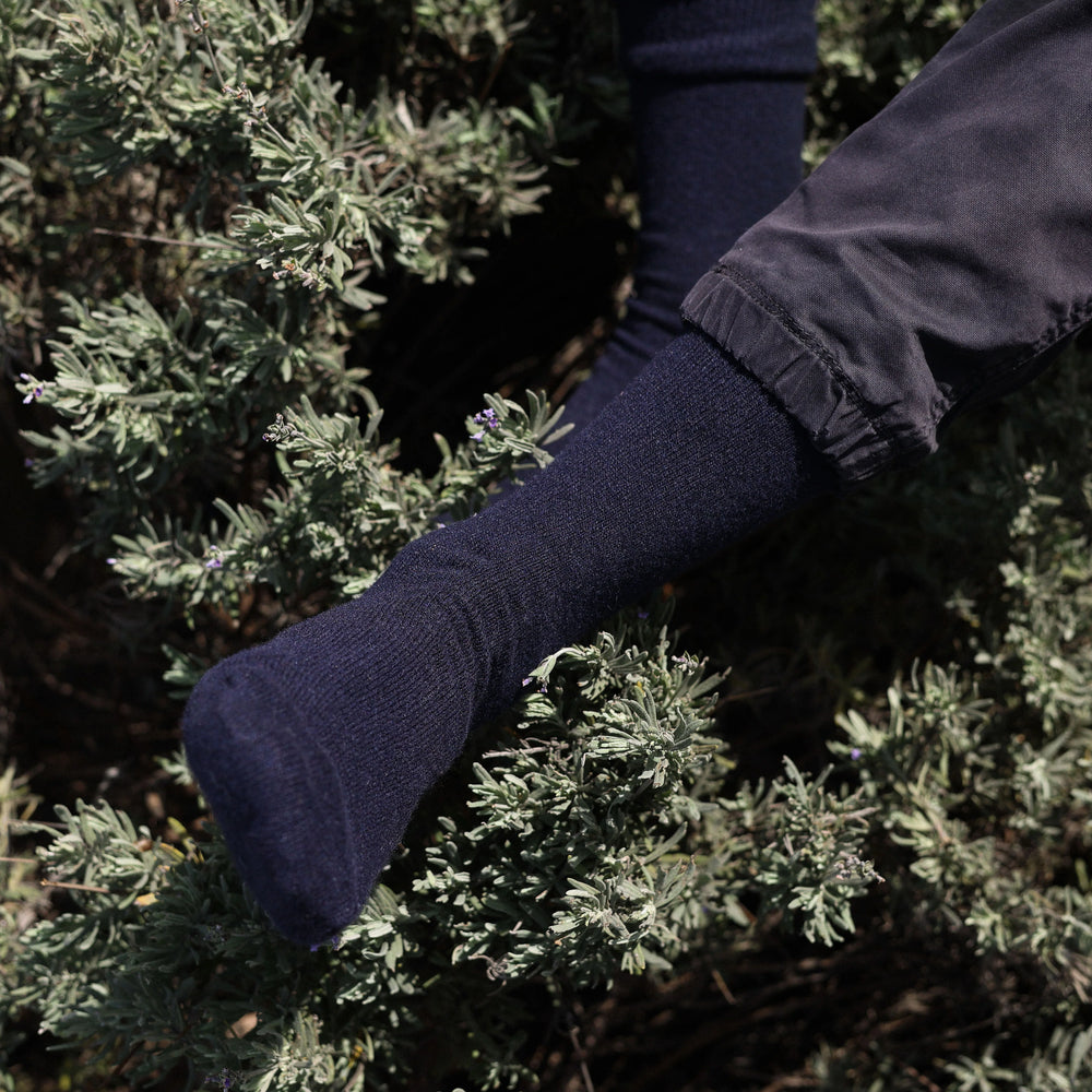 
                  
                    Marineblaue Socken aus Merinowolle
                  
                