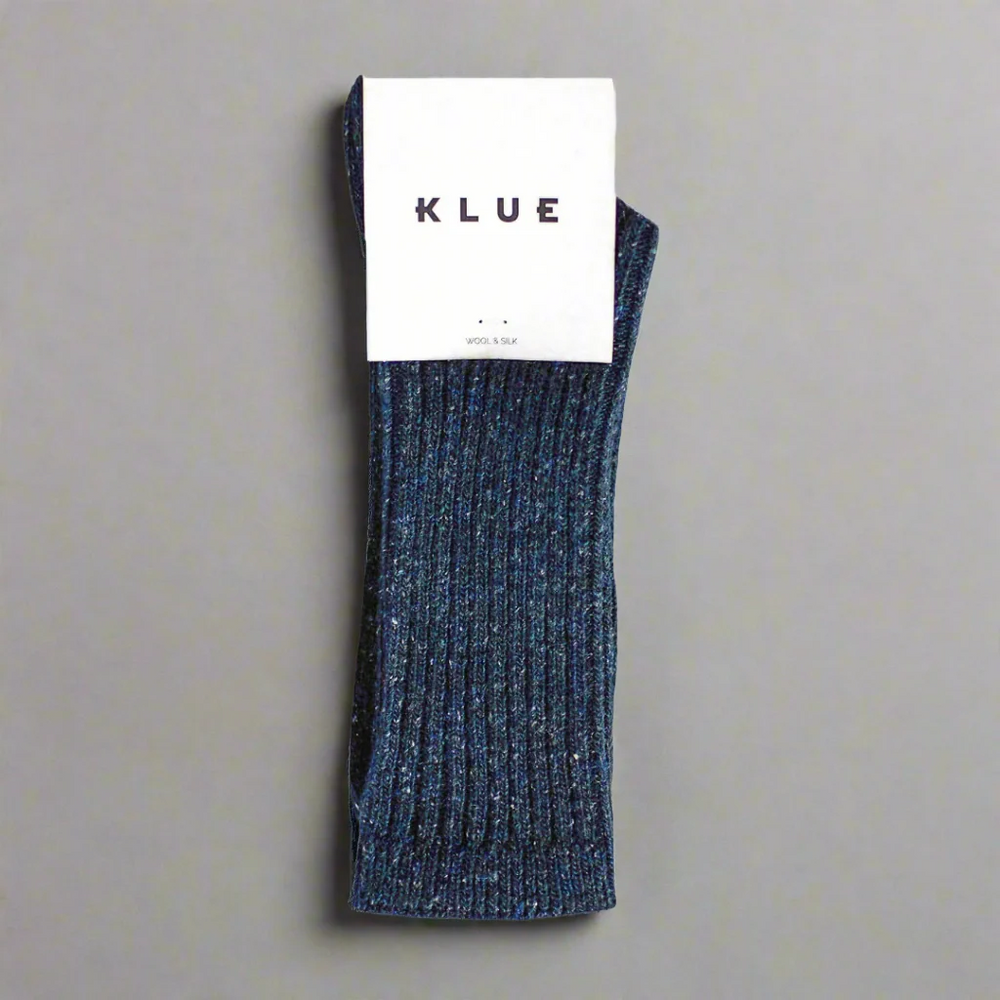 Navy Silk And Wool Dust Star Socks