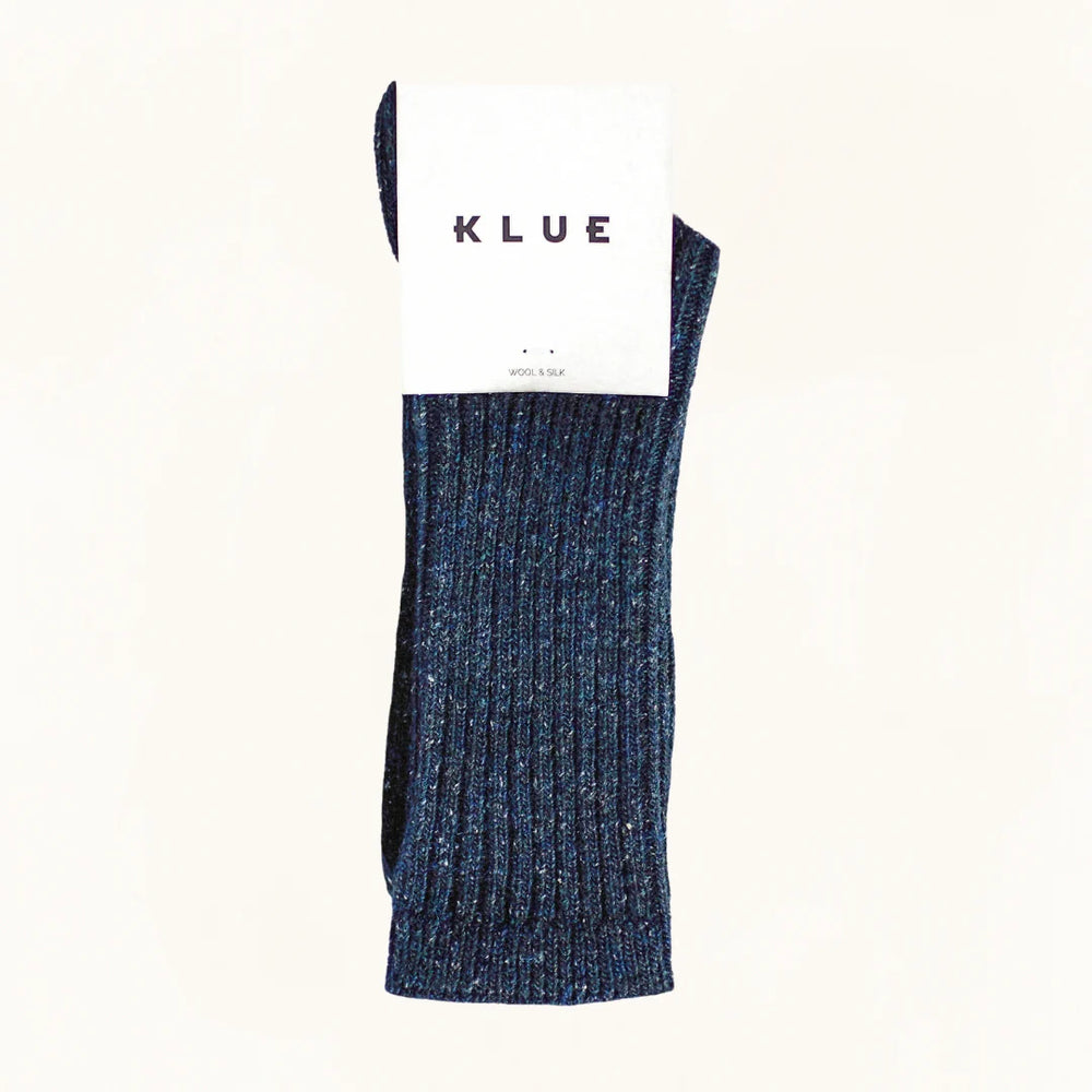 Navy Silk And Wool Dust Star Socks
