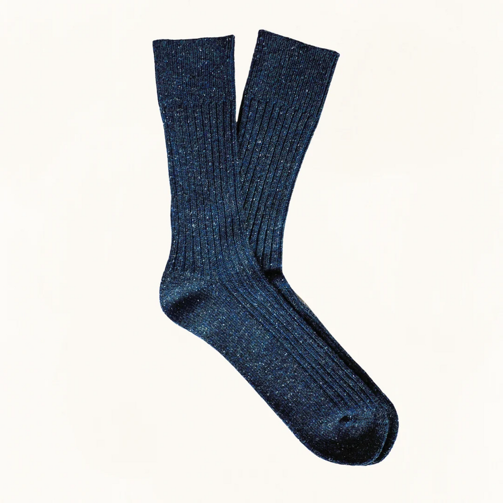 
                  
                    Navy Silk And Wool Dust Star Socks
                  
                