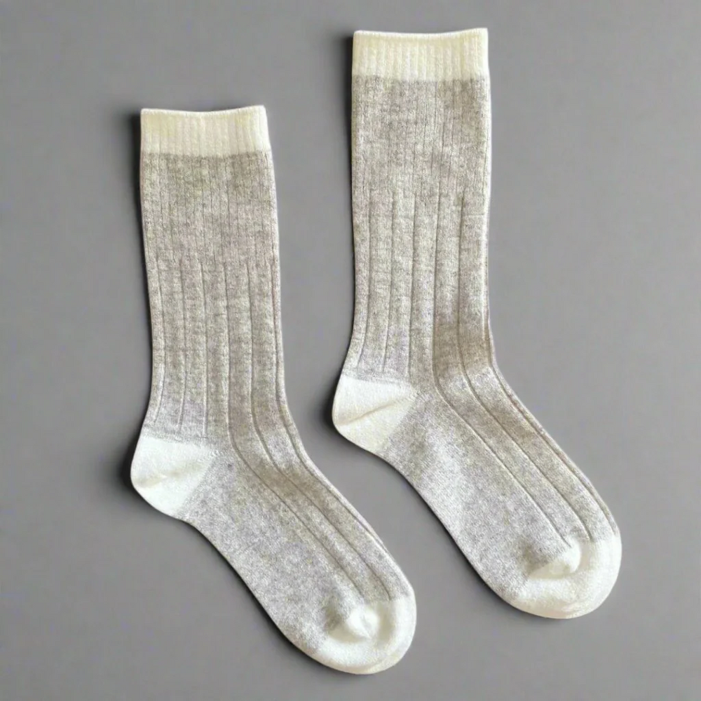 Sand Merino Wool Banded Socks