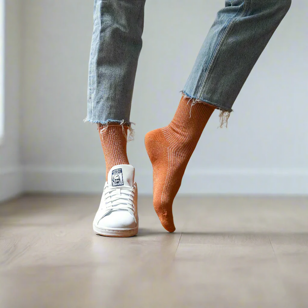 Terracotta Glitter Lurex Lyocell Socks