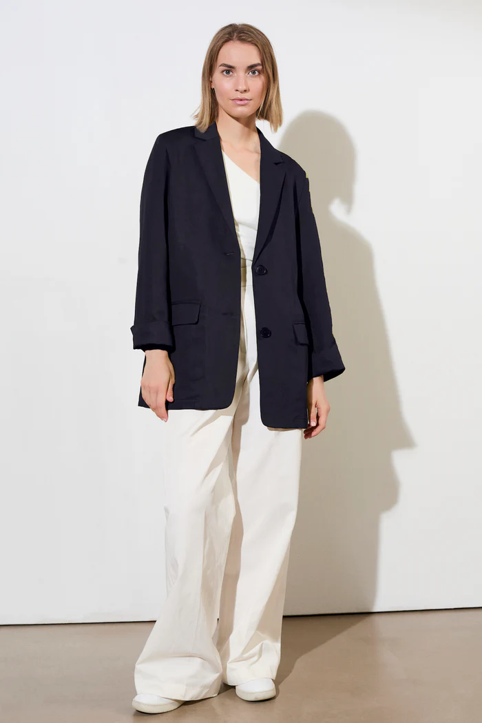 ASHMONT Marineblaue lange Blazerjacke