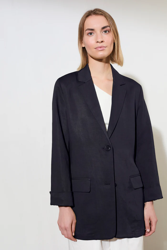 ASHMONT Navy Long Blazer Jacket