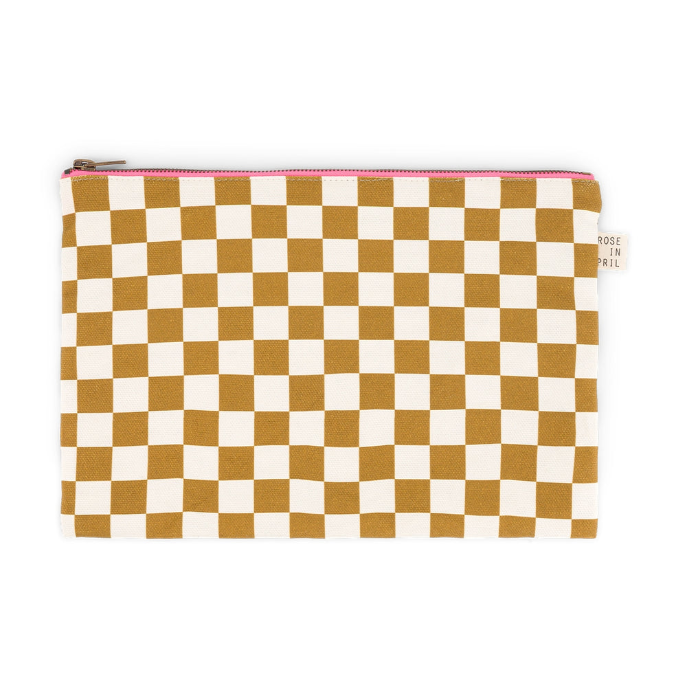 LILI Caramel Check Print Pouch