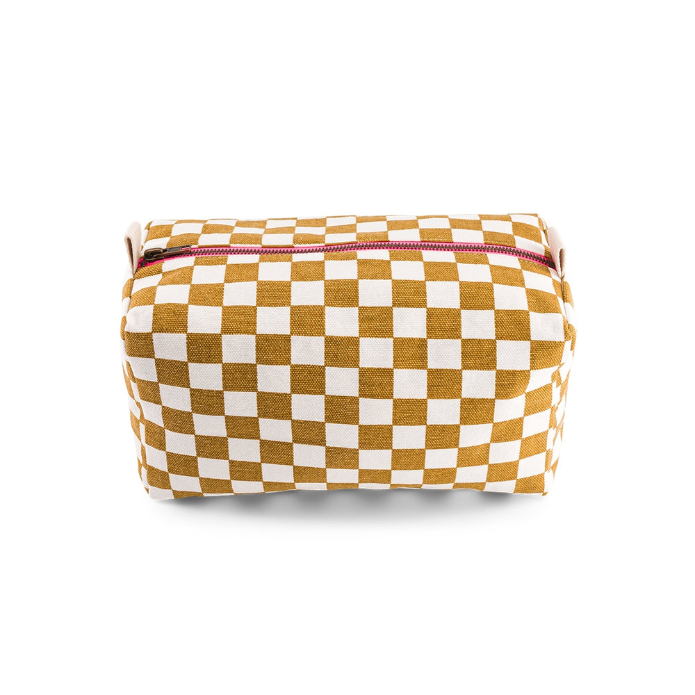 VIC Caramel Check Print Toilet Bag