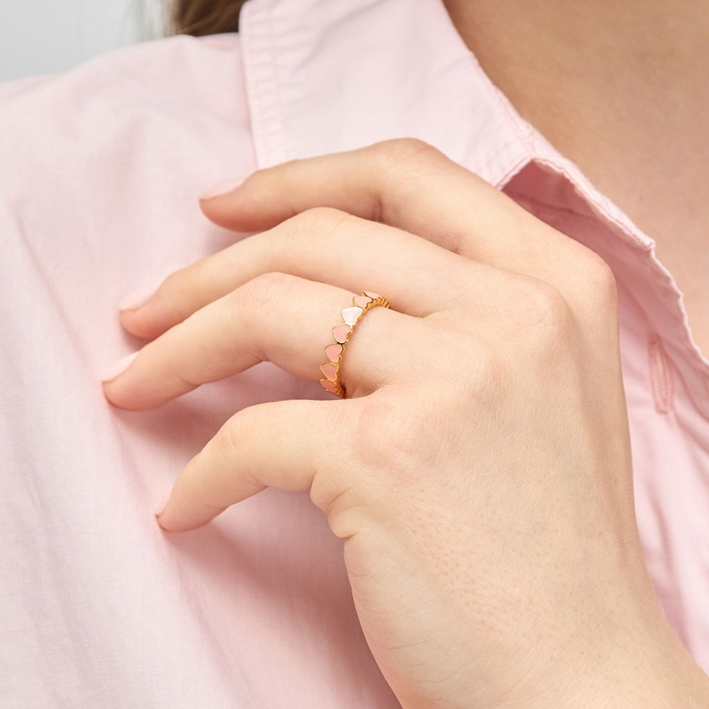 
                  
                    Burnt Coral Connected Hearts Ring
                  
                