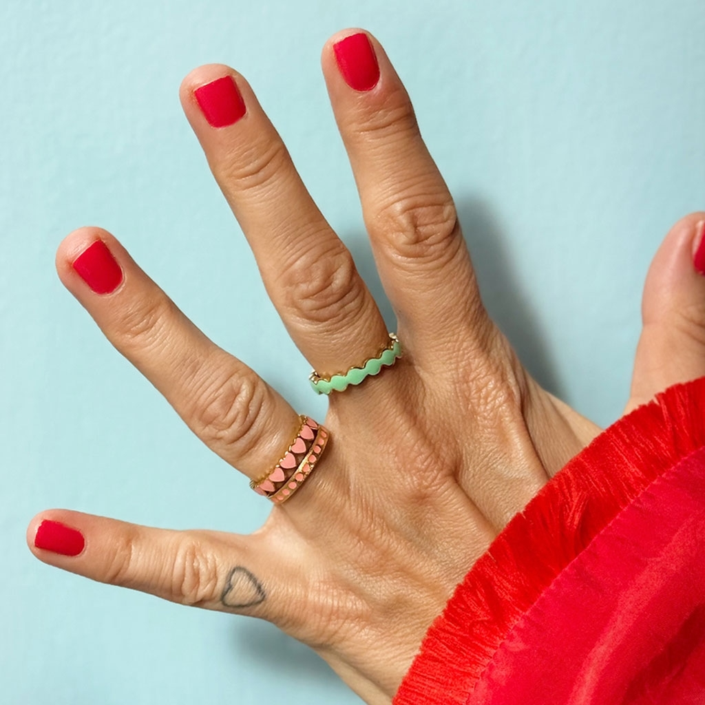 
                  
                    Burnt Coral Connected Hearts Ring
                  
                