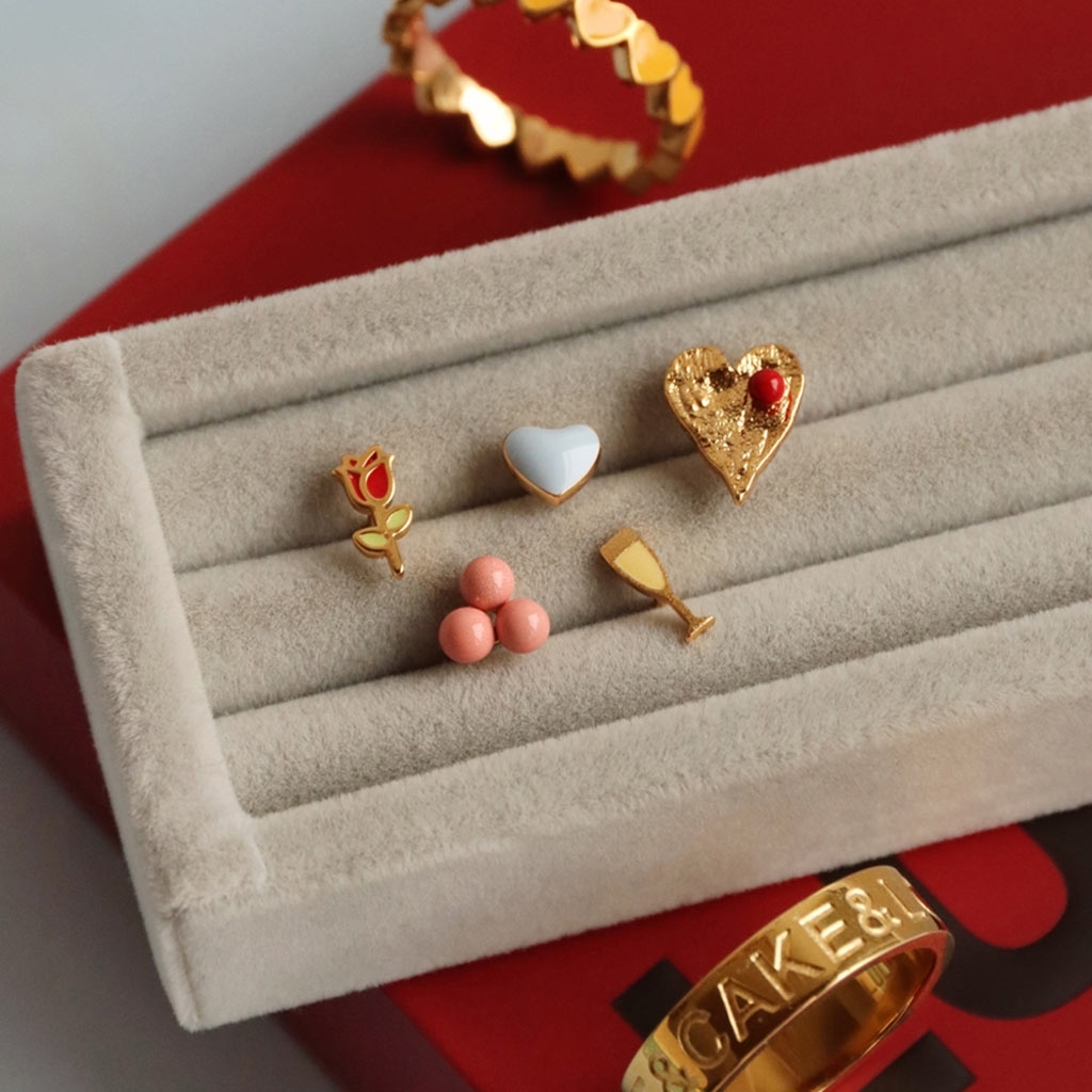 
                  
                    Burnt Coral Trio Enamel Stud Earring
                  
                