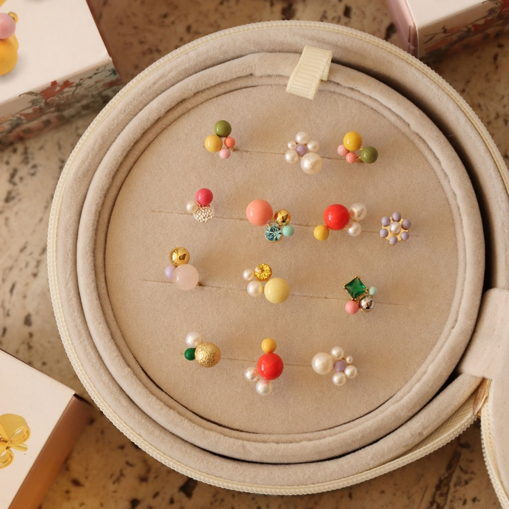 
                  
                    Gold Bouquet Rose Quartz Earring
                  
                
