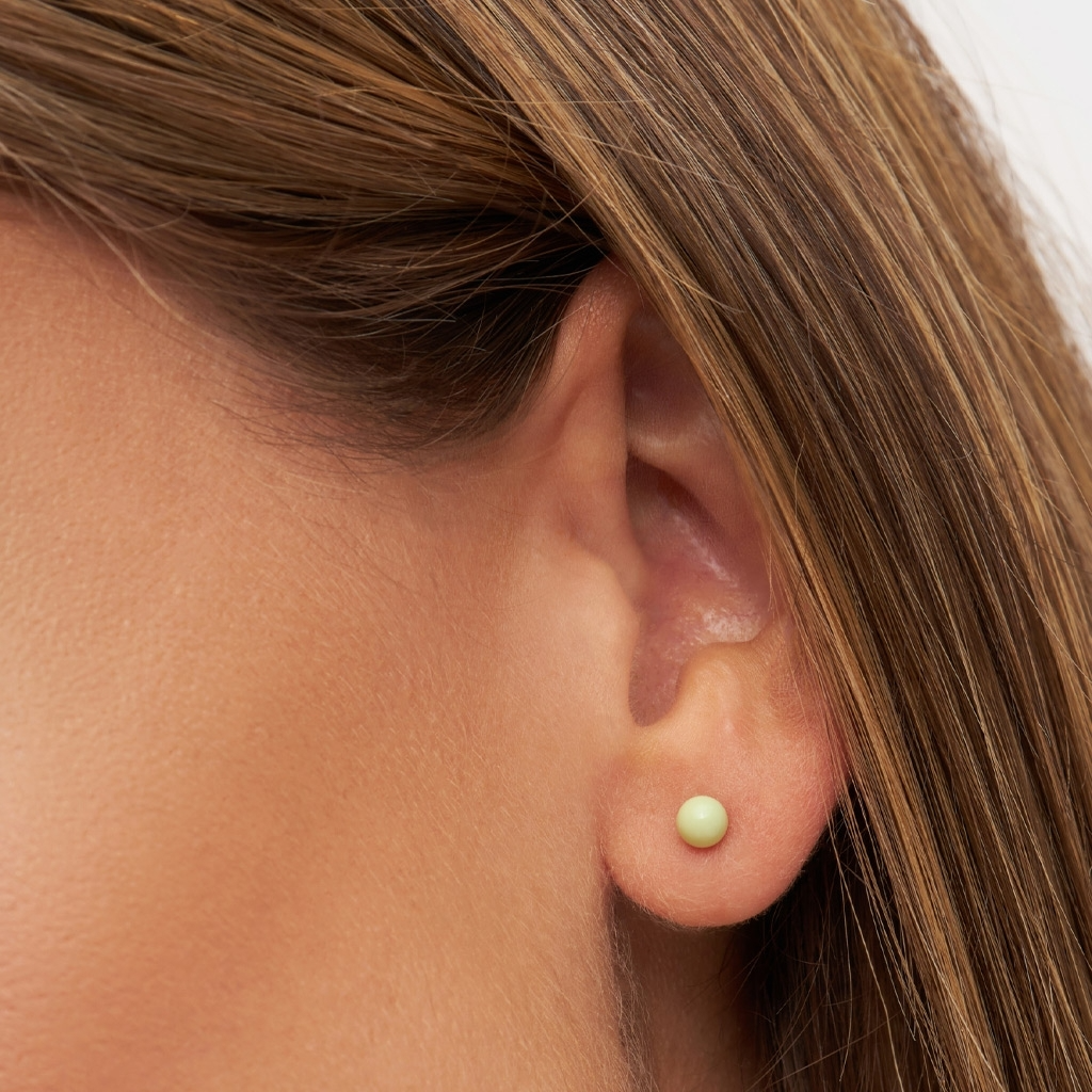 
                  
                    Medium Silk Light Green Color Ball Earring
                  
                