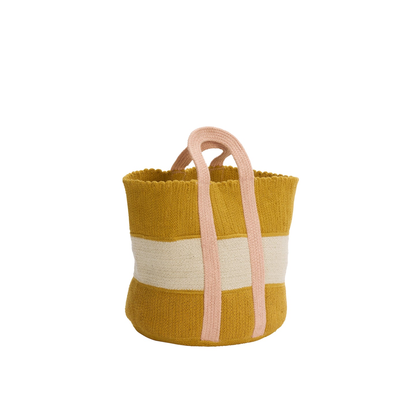 
                  
                    Mustard Pink Off White Striped Cotton Bag
                  
                