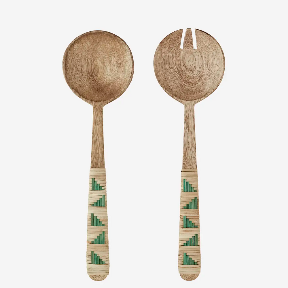 Natural Green Bamboo Salad Server Set Of 2