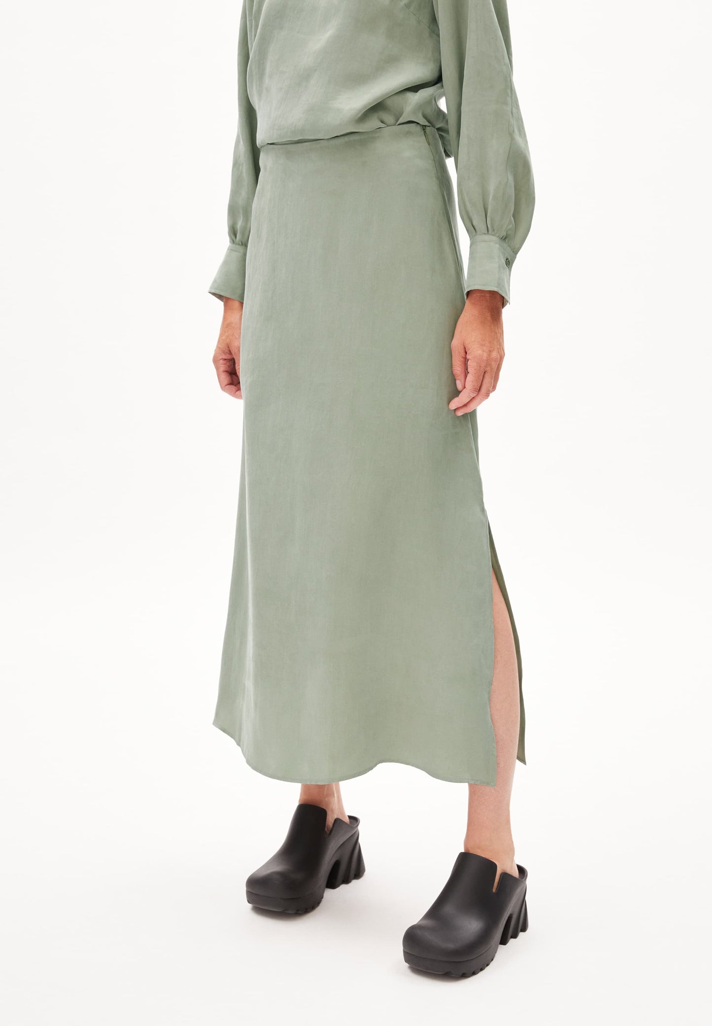 
                  
                    MILAJAA Grey Green Tencel™ Skirt
                  
                