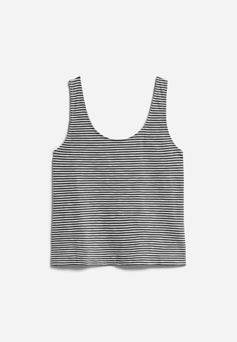 MINAAMI LITA – Lockeres Tanktop in Schwarz mit Hafermilch-Print