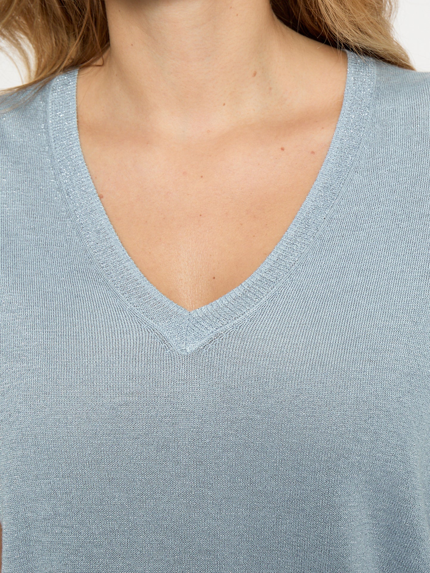 
                  
                    MSCARLINA Skyway Blue Metallic Batsleeve Strick-T-Shirt
                  
                