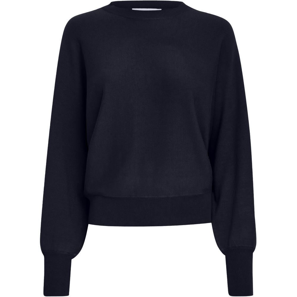 MSDANA – Schwarzer Strickpullover mit Iris-Print und Fledermausärmeln