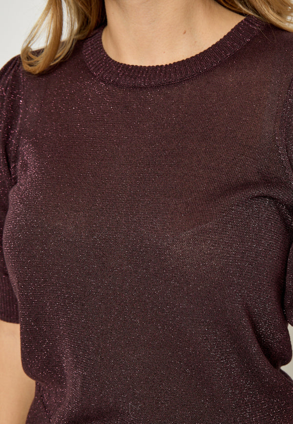 
                  
                    MSLIVA Strickpullover mit Puffärmeln in Metallic-Fudge-Lila
                  
                